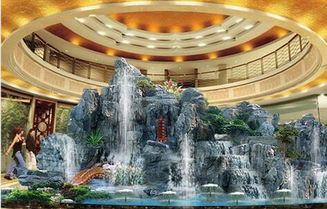 高檔酒店室內噴泉景觀假山制作公司